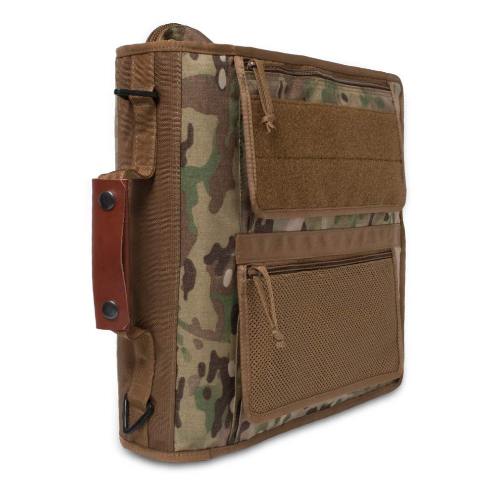 Tactical Notebook Cover - 3-Ring Binder Organizer with Zippered Padfolio & Leather Handle | Fits 3-4 Inch Binders | Durable Military-Grade Field Use | Multicam Camouflage | Perfect for Outdoor Adventures, Office Work & Tactical Missions