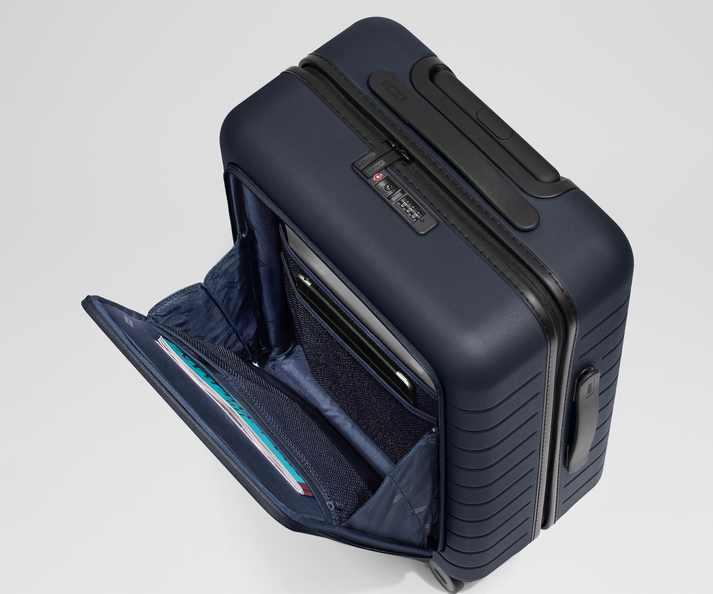 Premium Navy Blue Executive Bigger Carry On Luggage - Spacious & Durable Business Travel Suitcase for Airplane, Business Trips & Weekend Getaways