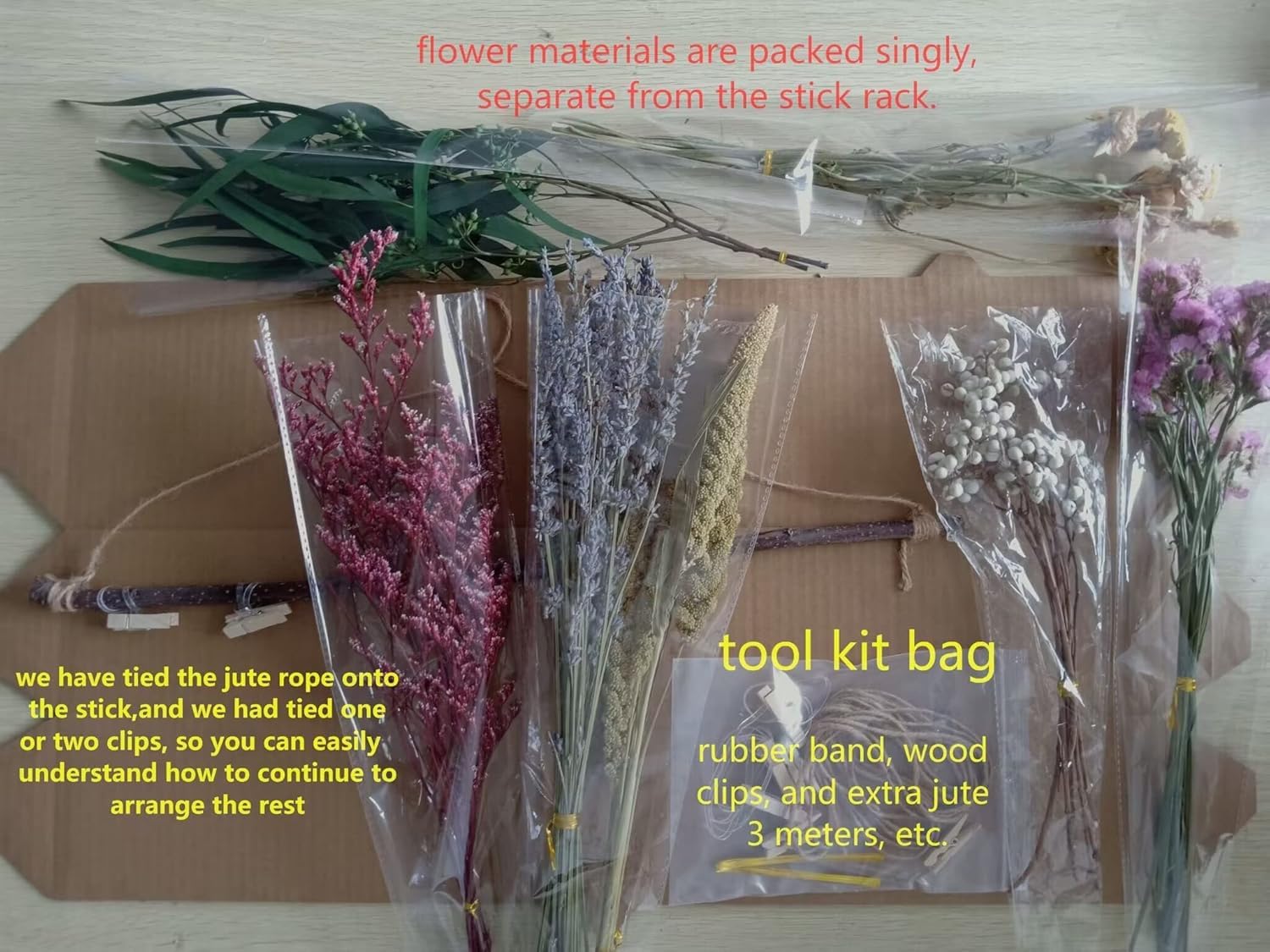 Farmhouse Dried Flower Wall Hanging Rack - Lavender Decor for Rustic Homes