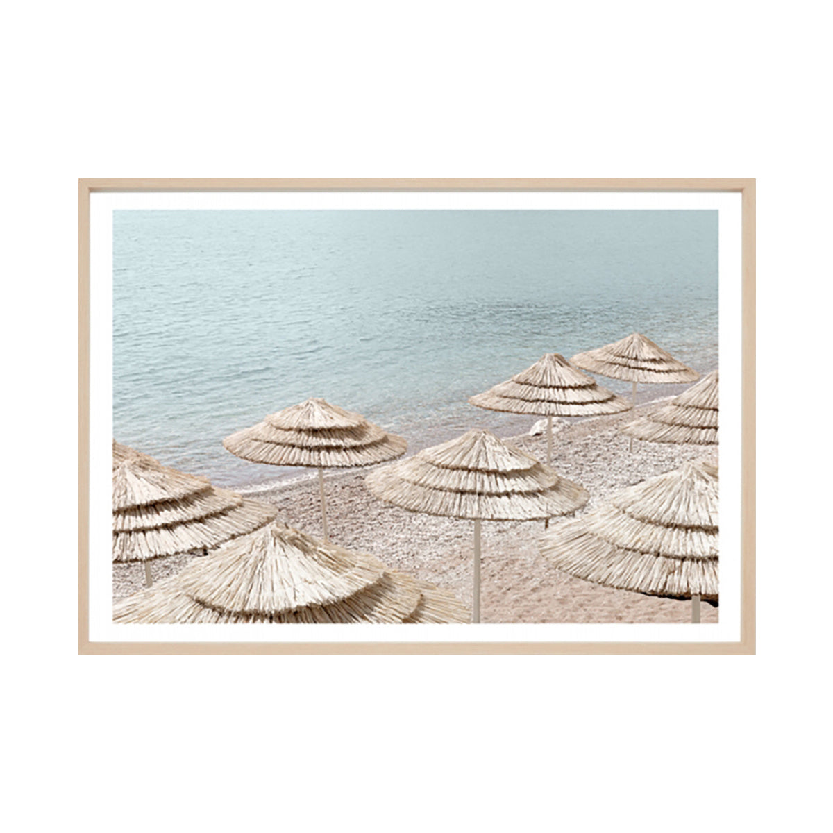 Beachfront Parasols Framed Print - Coastal Wall Art Decor for Living Room, Bedroom & Office - Perfect for Beach House, Vacation Rental & Coastal Theme Decor