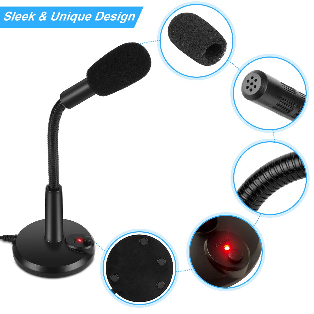 Professional USB Microphone for Computer - LarmTek Business Conference Mic with Mute Button & LED Indicator, Plug & Play for PC, MacBook - Ideal for Video Calls, Online Classes, Podcasting & Streaming