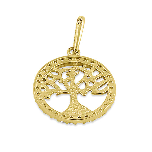 14K Solid Yellow Gold Tree of Life CZ Pendant Necklace for Women - Elegant Cubic Zirconia Jewelry Gift for Birthday, Anniversary & Special Occasions