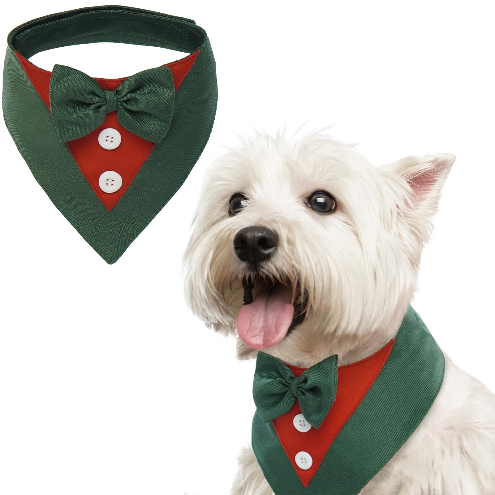 FUAMEY Adjustable Dog Tuxedo & Bow Tie Set - Formal Pet Wedding Bandana, Birthday Costume for Small Medium Large Dogs - Perfect for Weddings, Valentine's Day, Christmas Parties & Cosplay Events