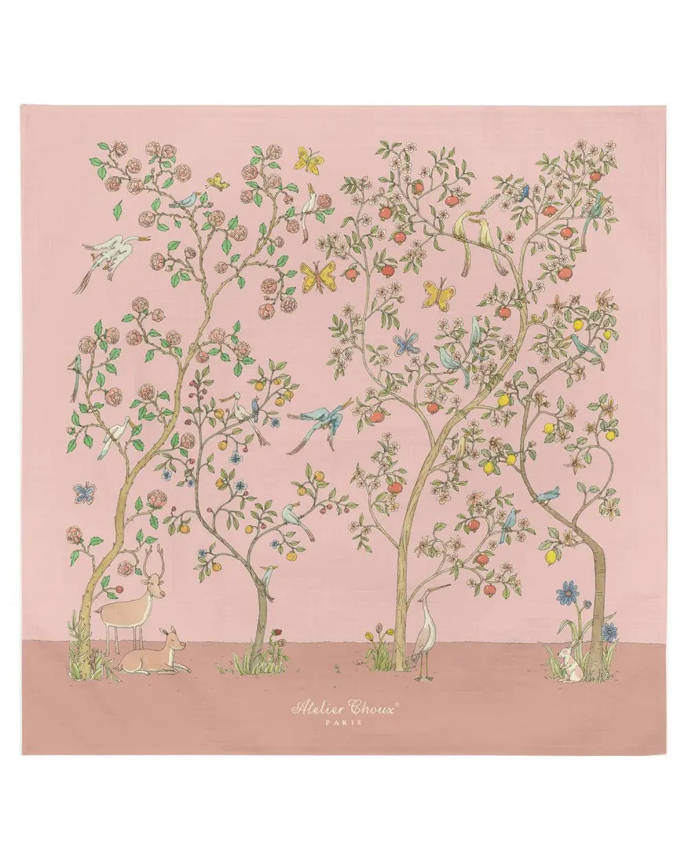 Atelier Choux In Bloom Pink Swaddle Wrap - Soft Organic Cotton Baby Swaddle Blanket for Newborns & Infants - Perfect for Nursery, Photo Shoots & Gifting