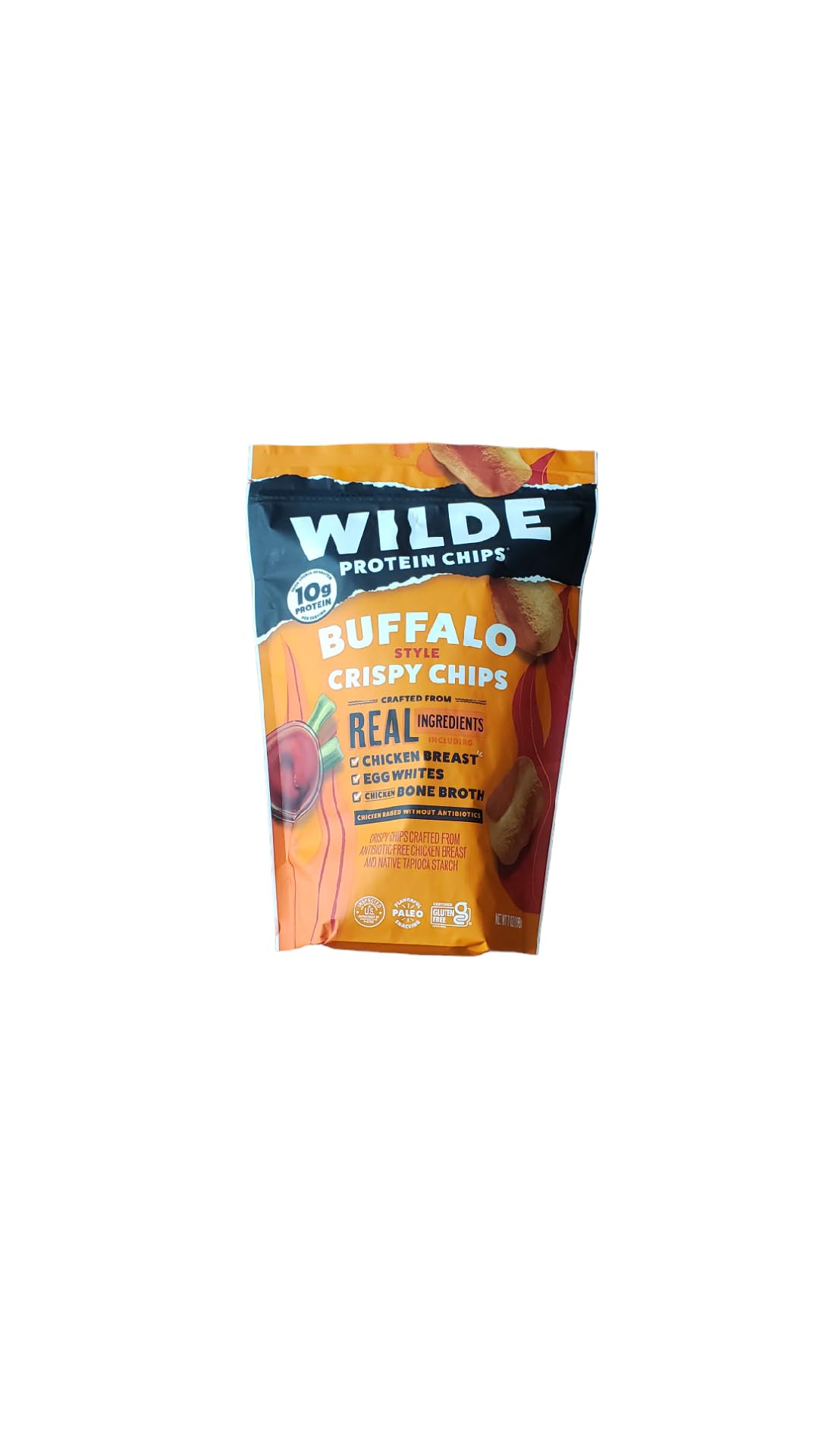 Wilde Protein Chips - Buffalo Style, 7 oz Bag | High Protein Snack for Keto & Low Carb Diet | Perfect for On-the-Go, Gym & Healthy Lifestyle