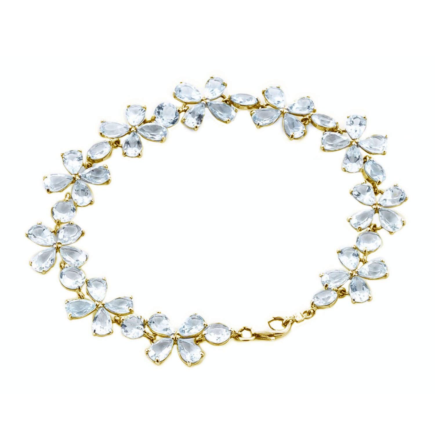 14K Solid Yellow Gold Bracelet with 20.7 Carat Natural Aquamarine - Galaxy Gold GG | Elegant Jewelry Gift for Women, Perfect for Weddings, Anniversaries & Special Occasions