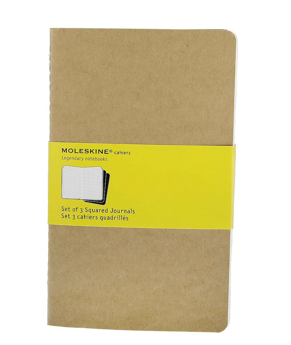 Premium Moleskine Squared Cahier Journal Set of 3 - Lined Notebooks for Writing, Sketching & Note Taking - Perfect for Students, Artists & Professionals - Durable Kraft Paper Cover