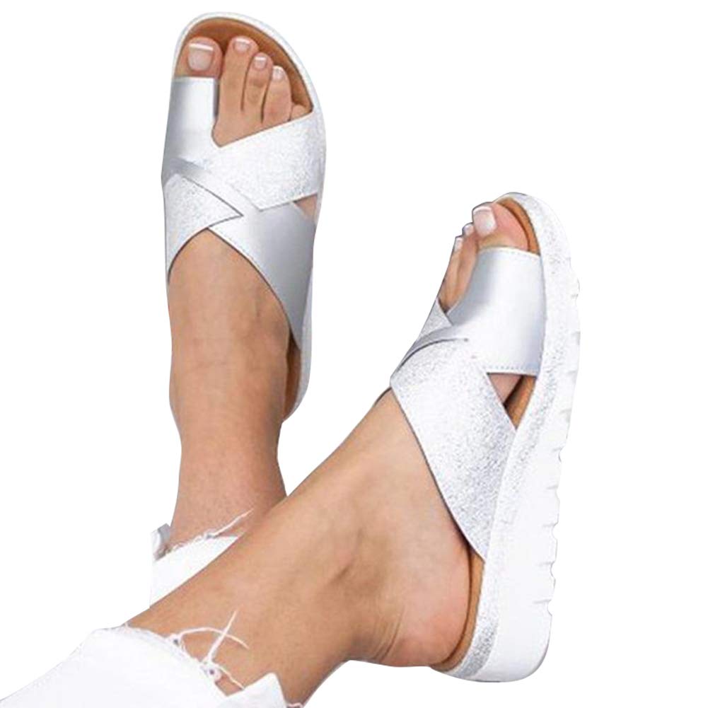 Fashion Women's Summer Sandals - Platform Flip Flops with Open Toe | Comfortable Beach Slippers in White Size 36 | Perfect for Poolside, Vacation & Casual Wear