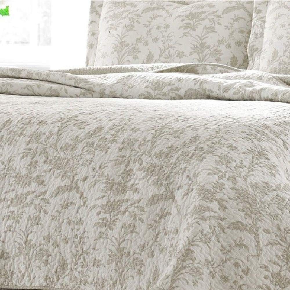3 Piece Reversible Floral Cotton Quilt Set Full/Queen Size - Lightweight Soft Farmhouse Bedding with Breathable Coverlet | Perfect for Guest Rooms, Master Bedrooms & Cozy Home Decor