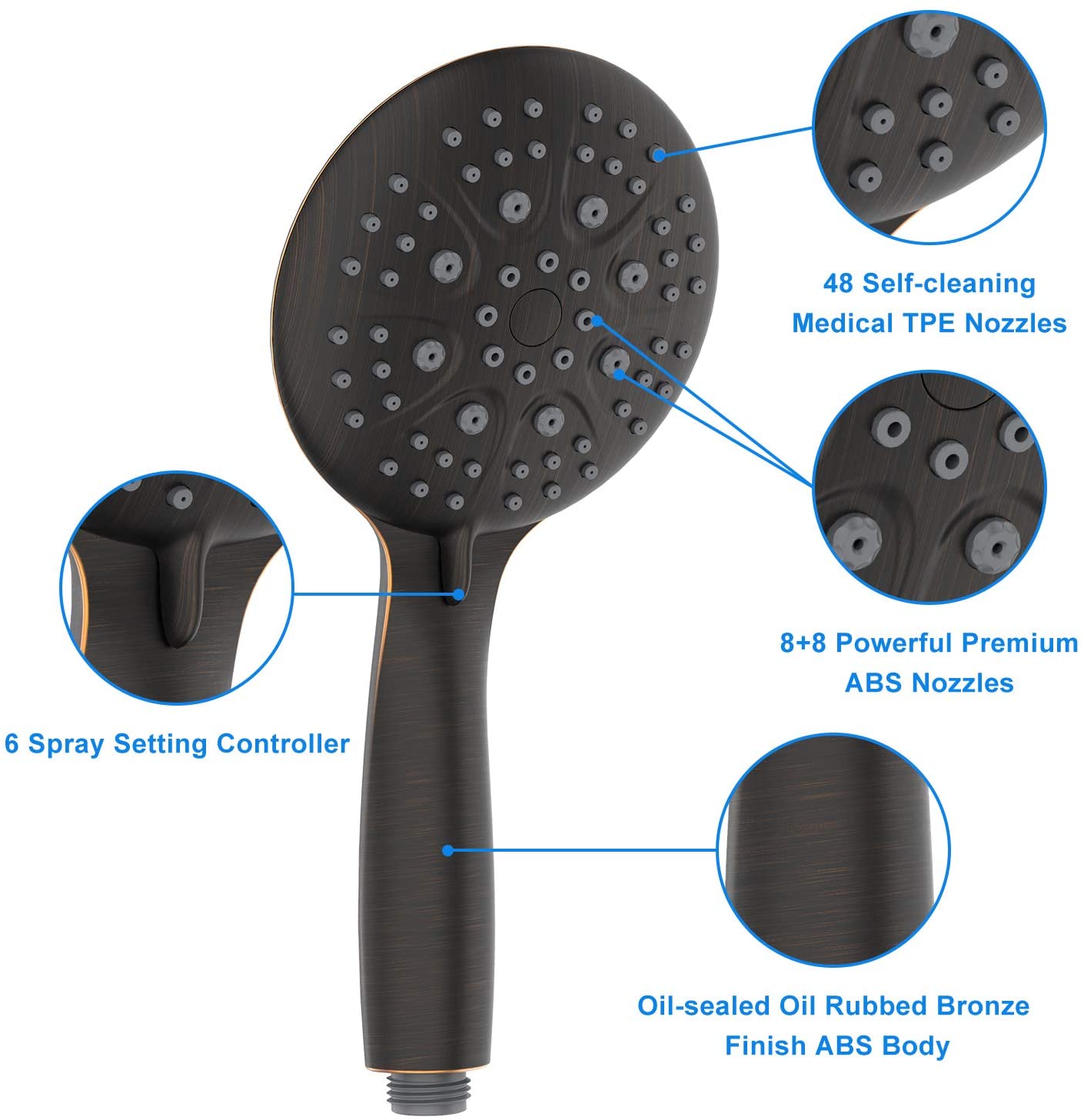35-Function Oil Rubbed Bronze Handheld Shower Head with Rain Shower Combo Set - High Pressure Bathroom Shower System for Spa-Like Relaxation