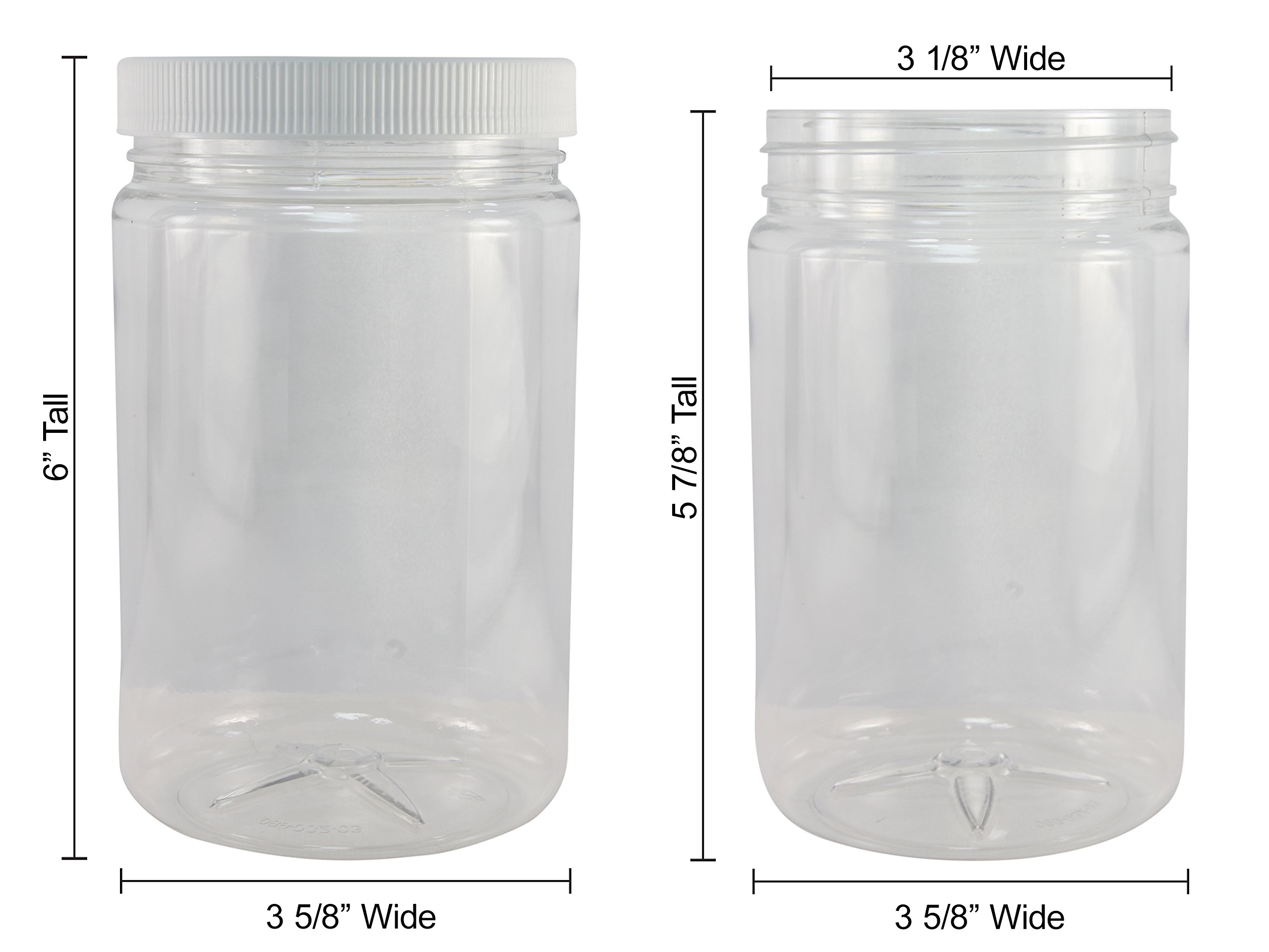Pinnacle Mercantile 32oz Plastic Jars with Screw-On Lined Lids - 90 Pack Wide Mouth Food Storage Containers for Bulk Dry Goods, Spices & Pantry Organization | Airtight Kitchen & Home Organization Solution