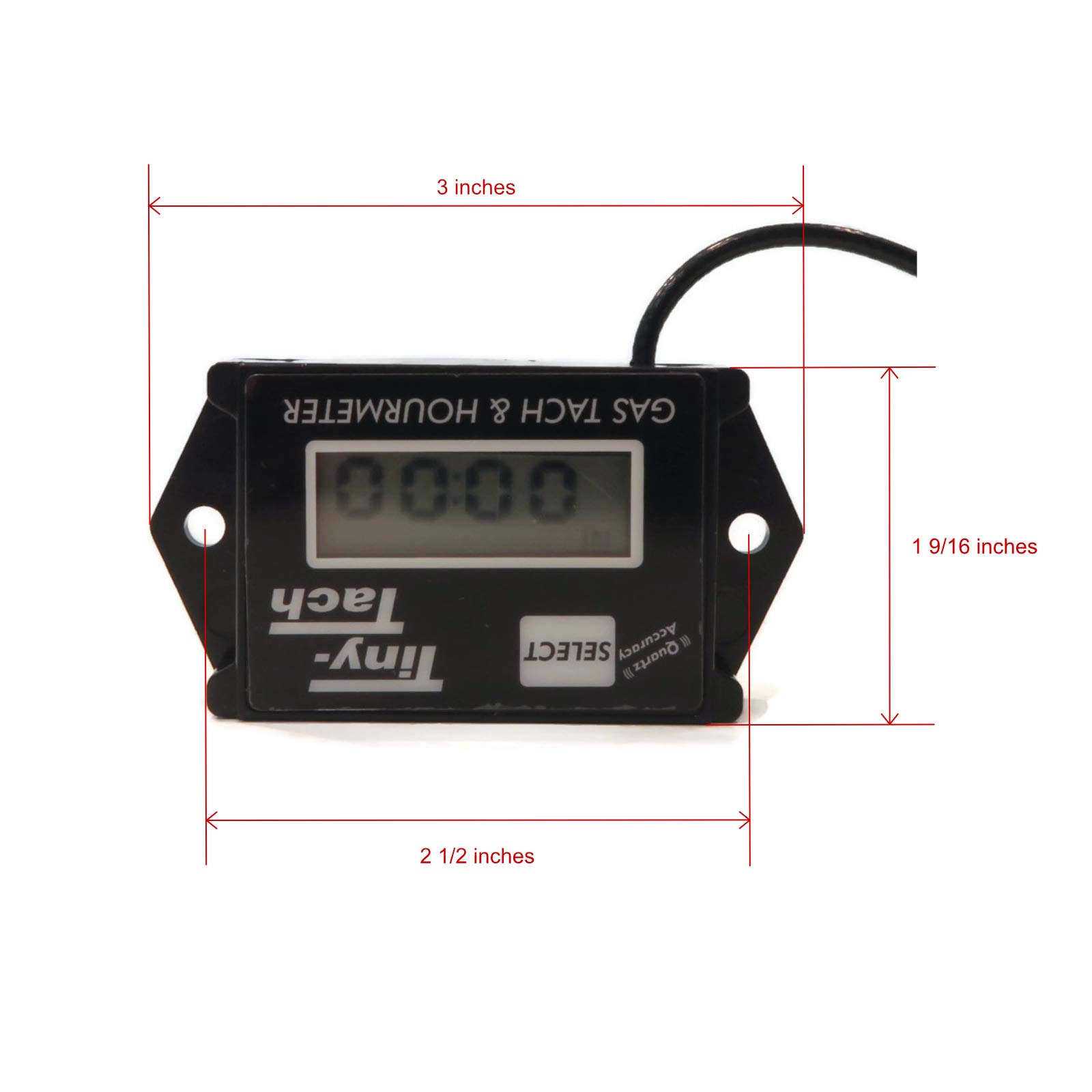 Tiny Tach Digital Hour Meter & Tachometer TT2AM - Adjustable Resettable Job Timer for Small Engines, Lawn Mowers, Generators & Power Equipment - Track Usage & Maintenance Intervals