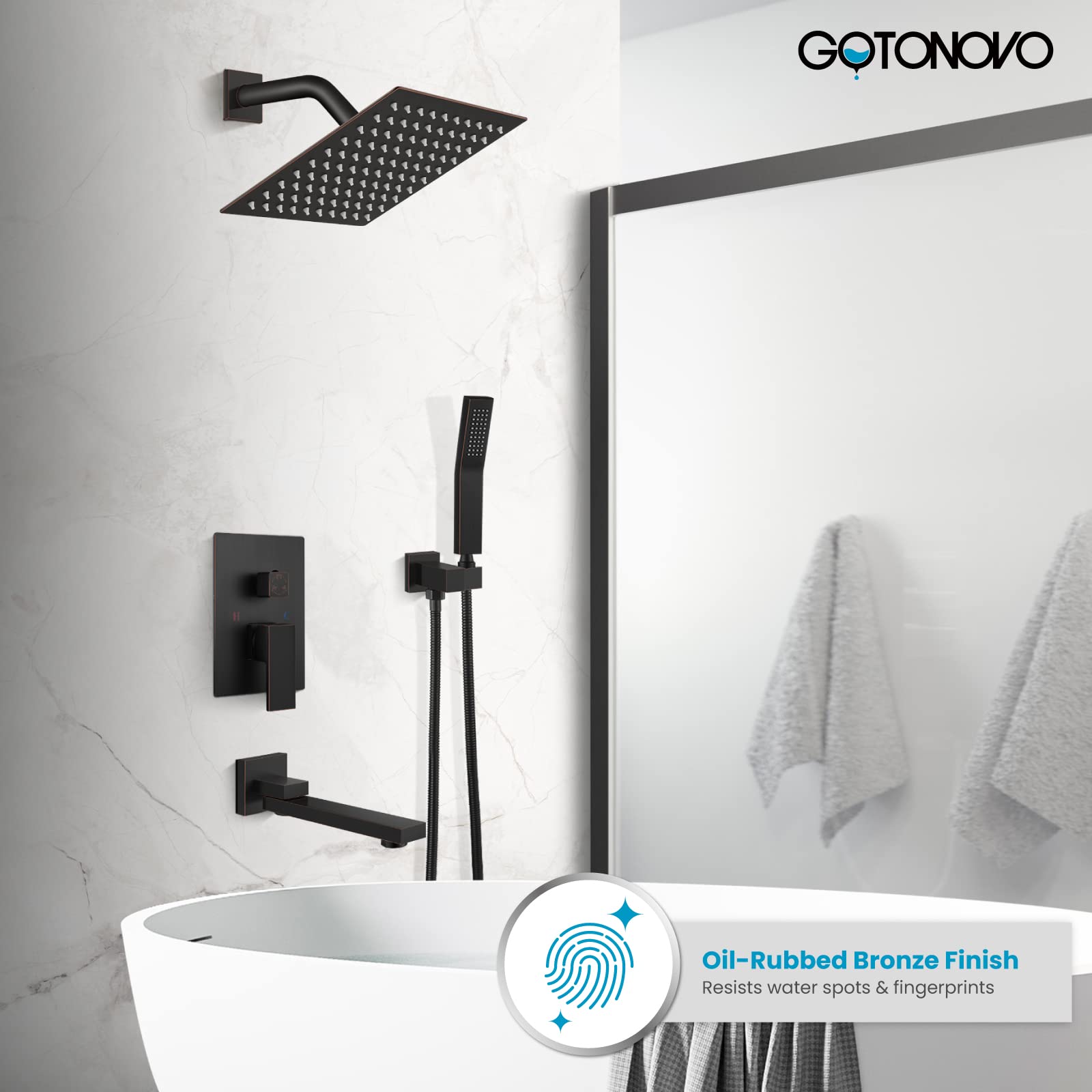 Gotonovo Oil Rubbed Bronze 3-Function Wall Mount Shower System - 8