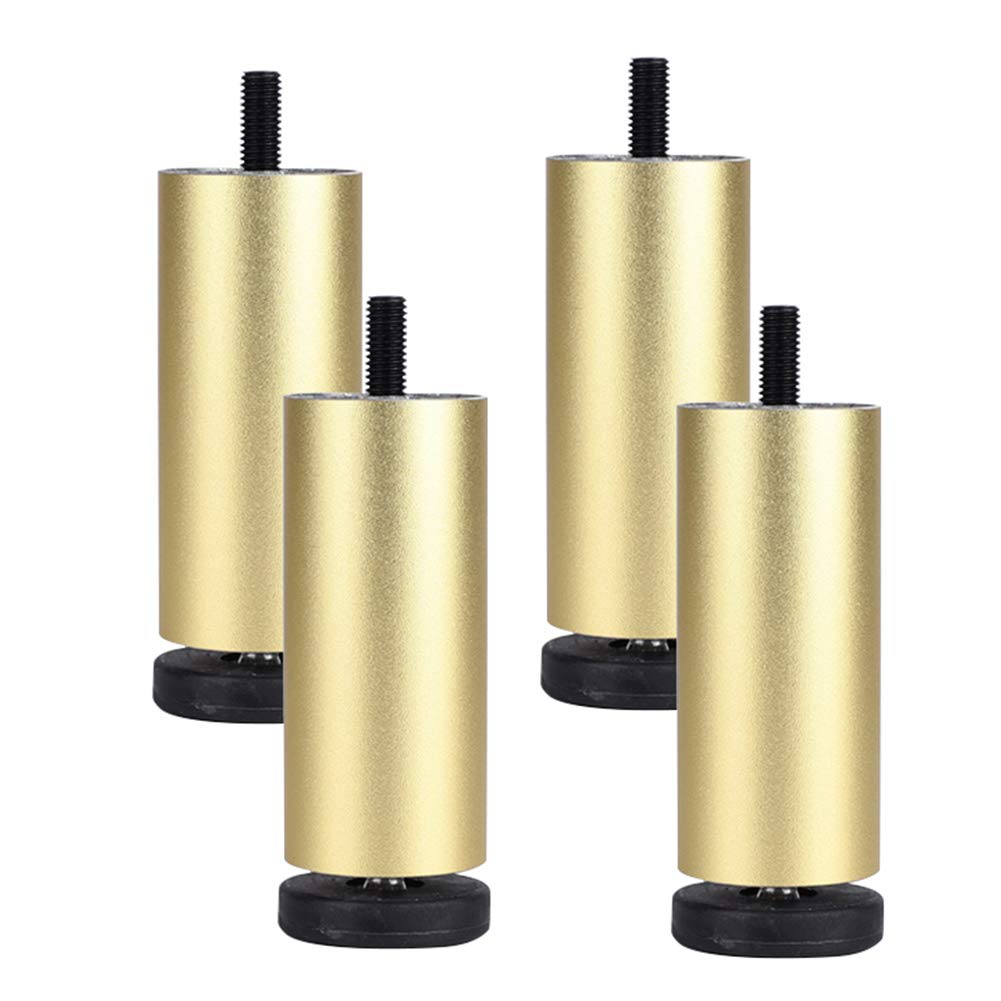Adjustable M8 Furniture Legs - Golden Aluminum Alloy Sofa Support Feet for Coffee Table, TV Stand, Bench (Set of 4, 4/5/6/8/10 Inch) | Durable Replacement Legs for Home & Office Furniture