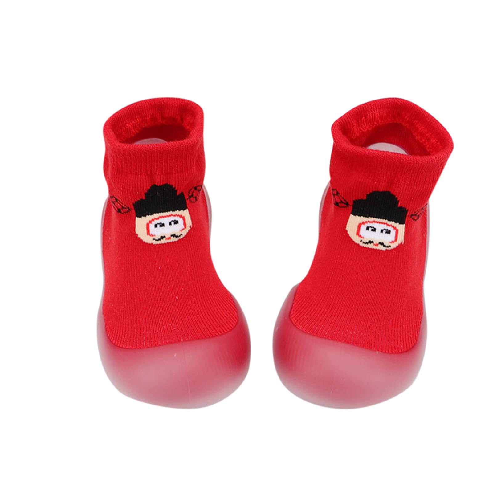 Non-Slip Baby Sneakers for Toddlers 2-4 Years - Elastic First Walkers with Cartoon Design | Soft Infant Socks Shoes for Boys & Girls (Red) - Perfect for Indoor Play, Learning to Walk & Daily Outfits