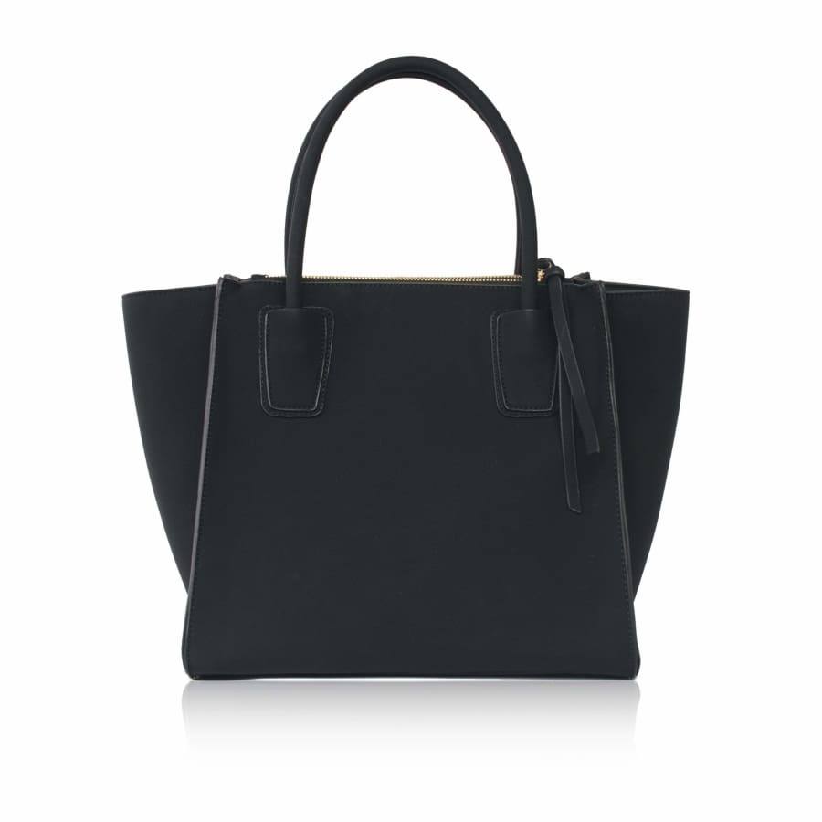 Stylish Vegan Leather Winged Tote Bag for Women - Black | Fashionable Work & Travel Handbag | Perfect for Office, Commute & Weekend Outings
