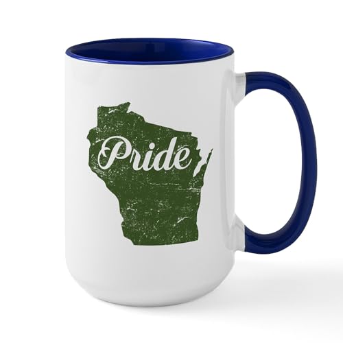 White/Navy Inside - Wisconsin Pride Large Mug