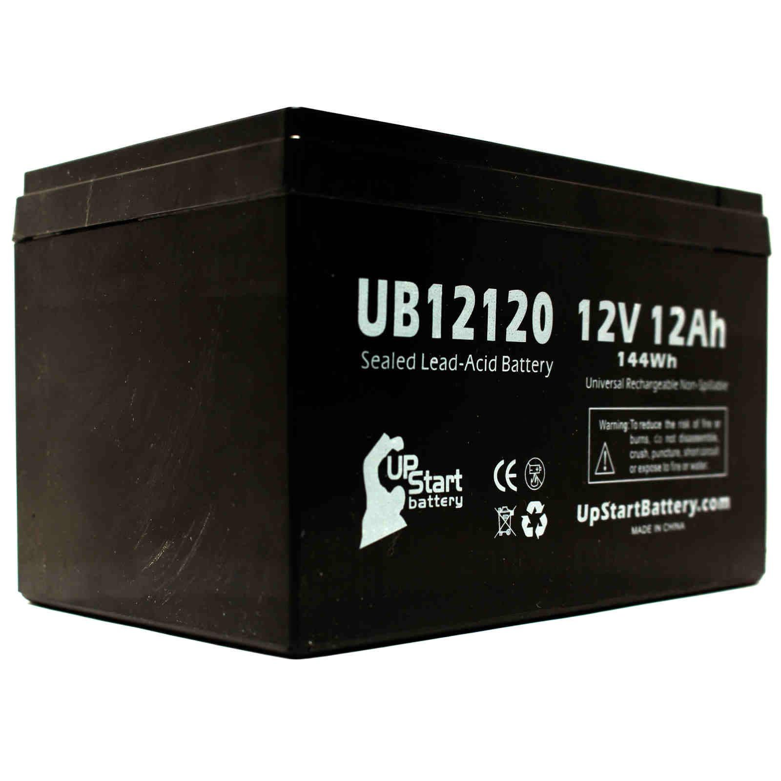 2 Pack UB12120 12V 12Ah AGM SLA Replacement Battery for Mongoose Dirt Grinder - Universal Sealed Lead Acid Battery with F1 Terminals (12000mAh) - Includes 4 F1 to F2 Terminal Adapters - Perfect for Electric Scooters, Power Wheels & Mobility Devices