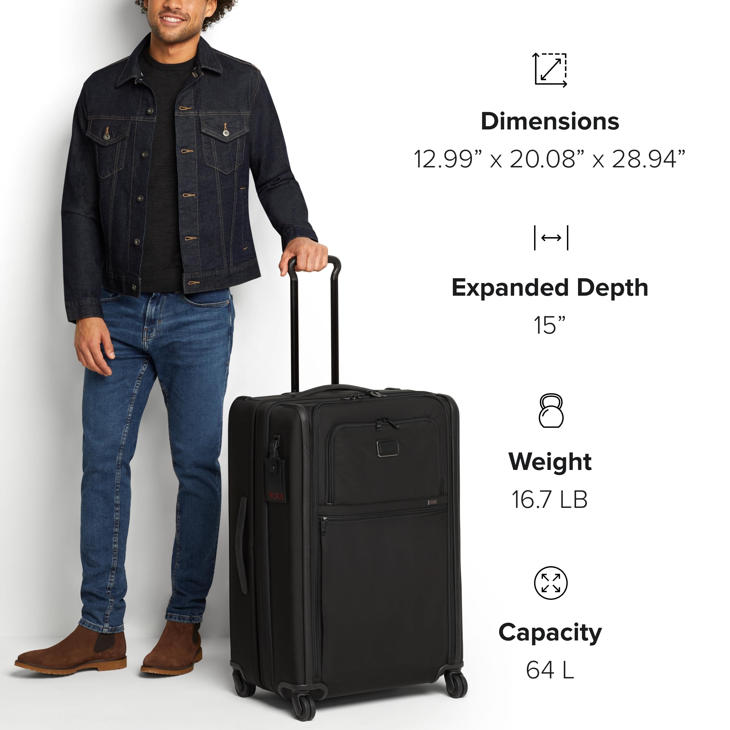 TUMI Alpha 3 Medium Expandable 4-Wheel Luggage - Durable Carry-On Suitcase for Business Travel & Weekend Getaways