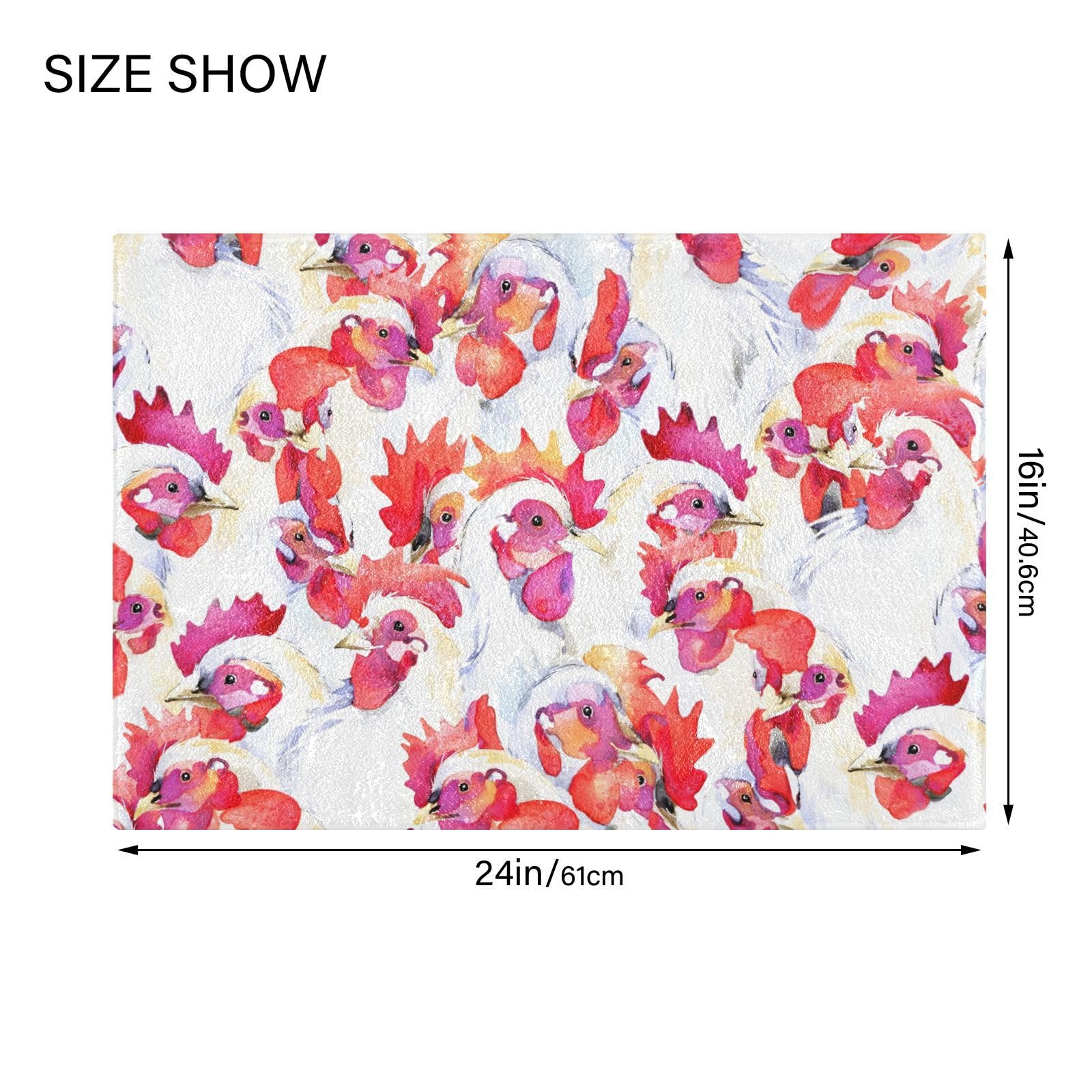 Non-Slip Chicken Rooster Bath Mat Set - Farmhouse Style for Bathroom & Bedroom