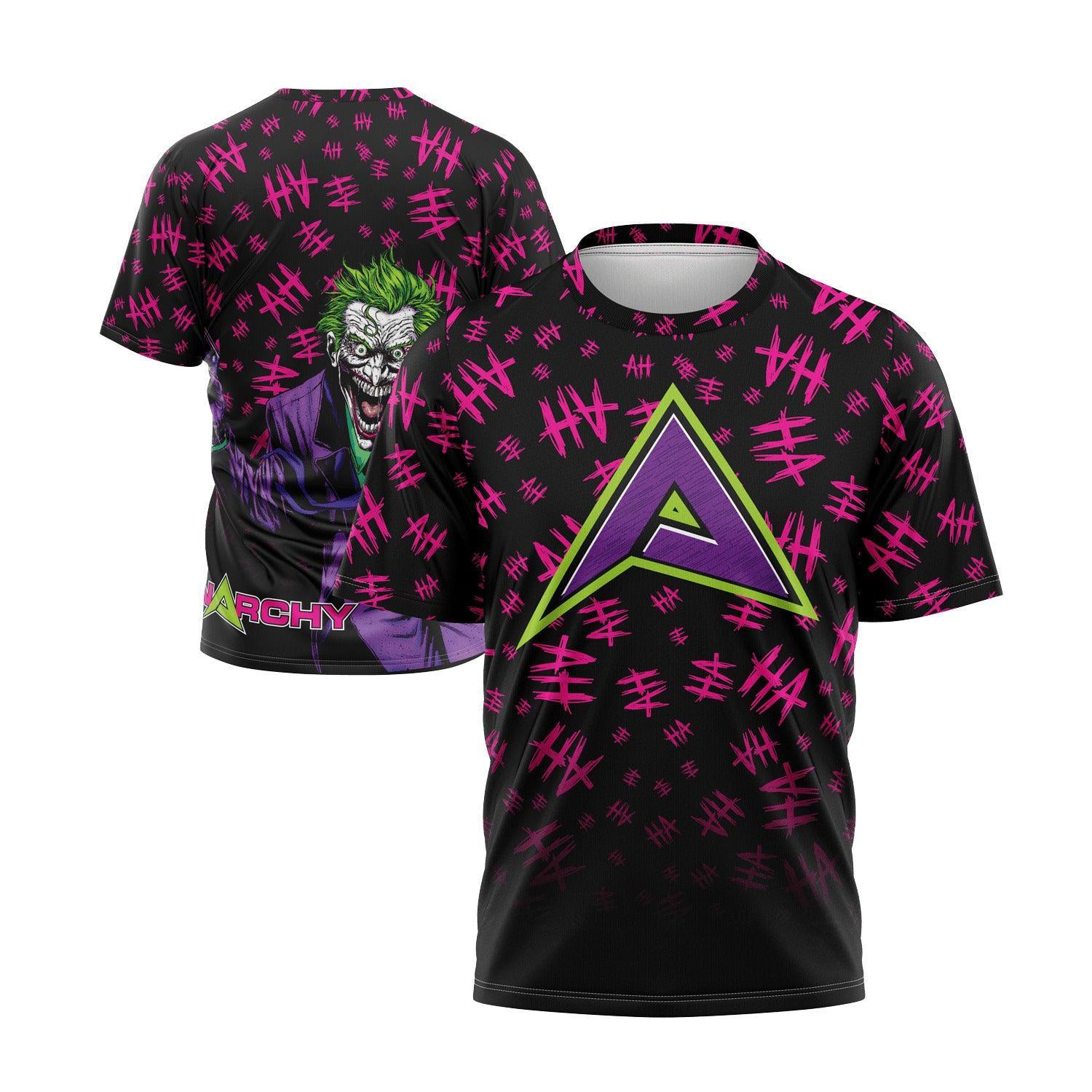 Anarchy Bat Company Joker Graphic Short Sleeve T-Shirt for Men - Cool Superhero & Comic Inspired Casual Wear for Parties, Cosplay, and Everyday Outfits