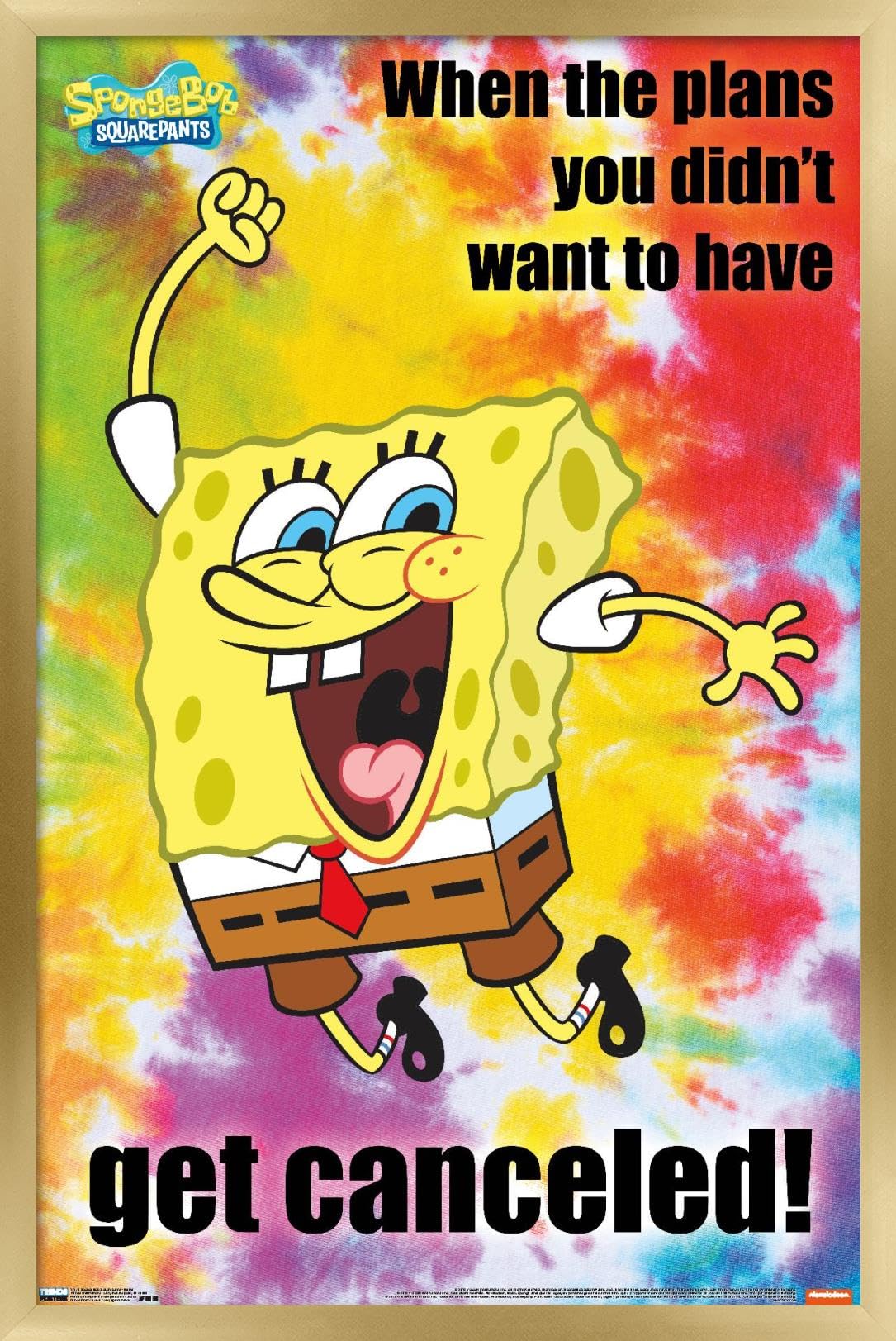 Trends International Nickelodeon SpongeBob SquarePants Meme Wall Poster 22.375 x 34 Inches Gold Framed Version - Perfect for Kids' Room Decor, Office Humor & Pop Culture Fans