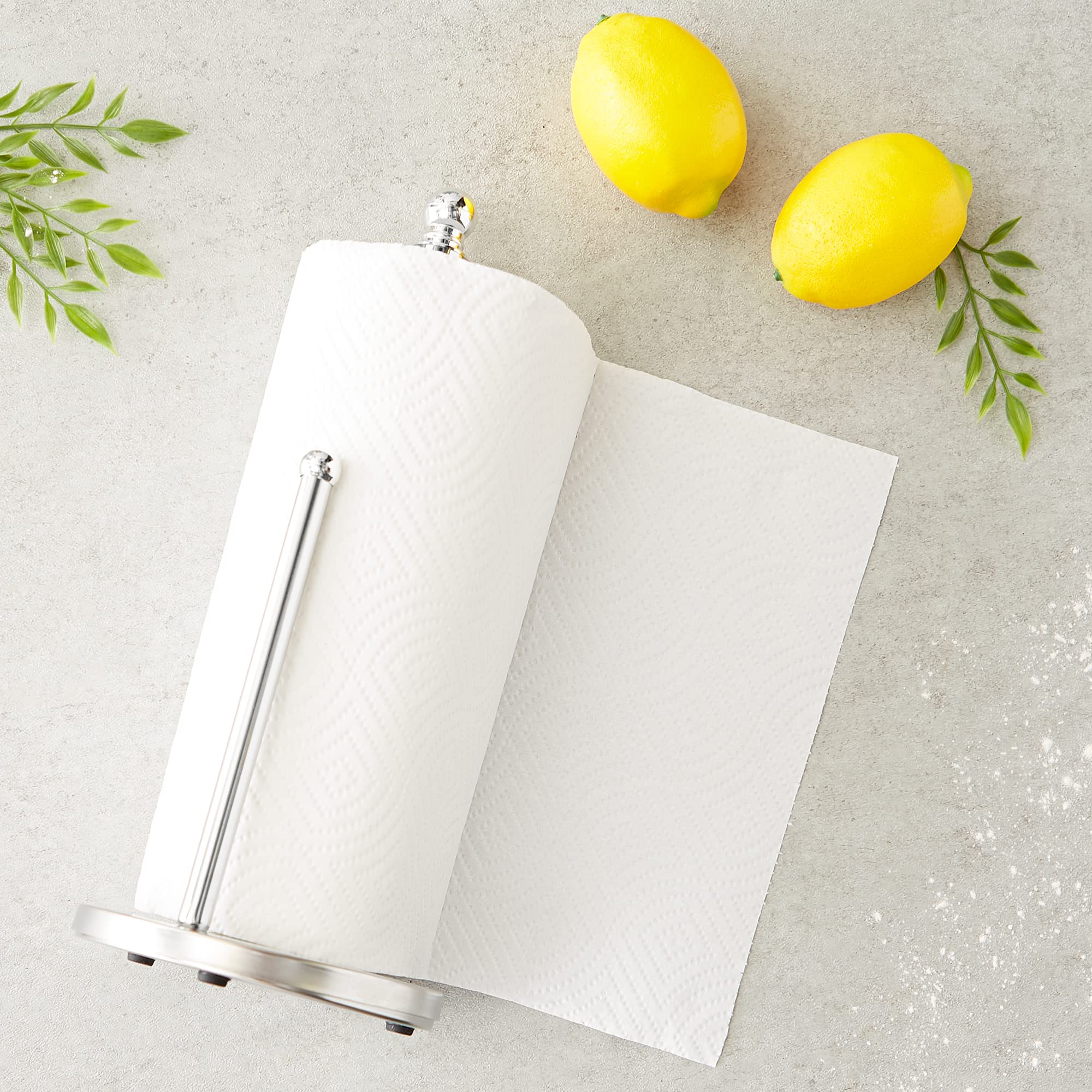 RSVP International Chrome Paper Towel Holder - 6x13.75 Inches, Stainless Steel Countertop Organizer for Kitchen, Office, Restaurant & Bathroom | Space-Saving & Durable Design