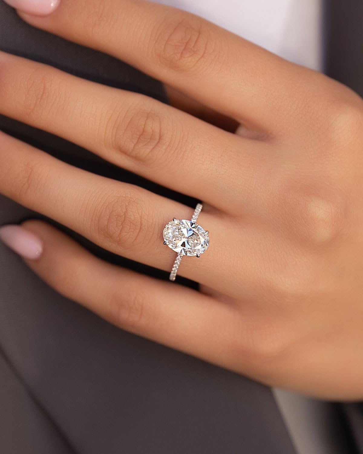 1.5/5.5CT Oval Cut Simulated Diamond Engagement Ring for Women - 925 Sterling Silver 18K Gold Plated Promise Ring - Perfect for Proposals, Anniversaries & Special Occasions