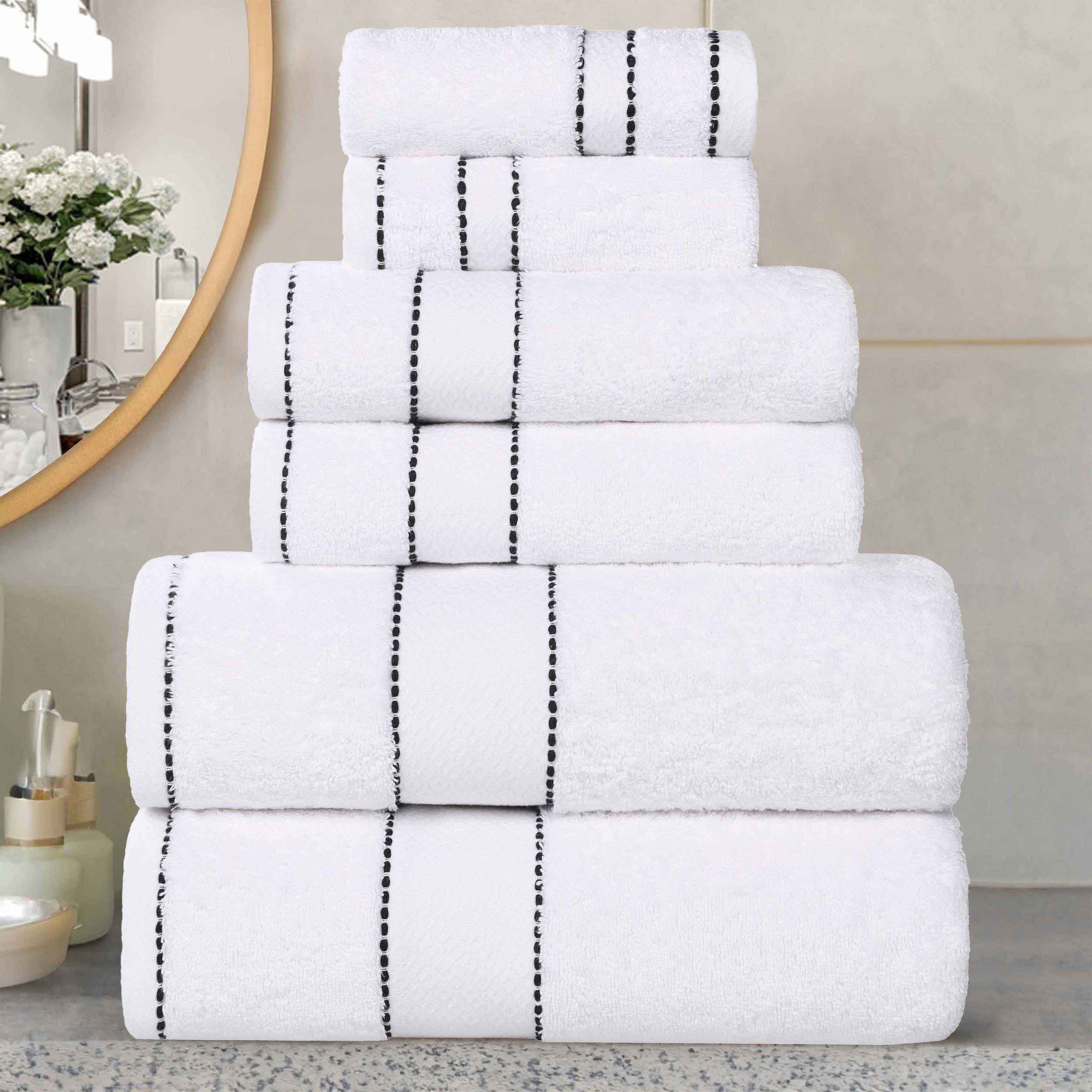 Premium 6-Piece Giza Cotton Towel Set - Ultra Absorbent & Soft Egyptian Dobby Weave - Perfect for Bath, Spa, and Luxury Home Use