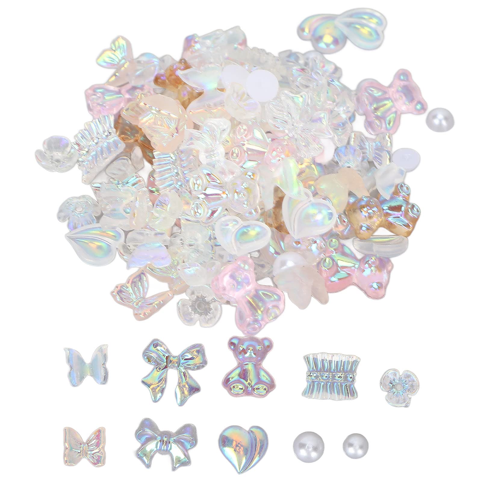 Cute Shiny Bow Bear Nail Resin Decorations - Delicate 3D Nail Art Charms for Manicure, DIY Nail Design - Perfect for Home Nail Salon & Professional Nail Artists (Set of 12) - Ideal for Wedding, Party Nails & Gift Giving