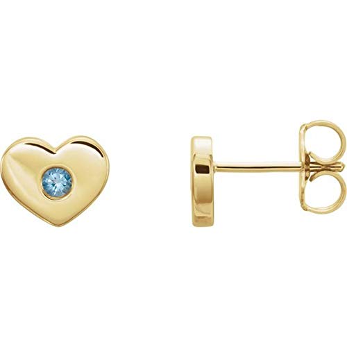 14k Gold Aquamarine Heart Earrings for Women - Elegant Gift for Her | Anniversary & Birthday Jewelry