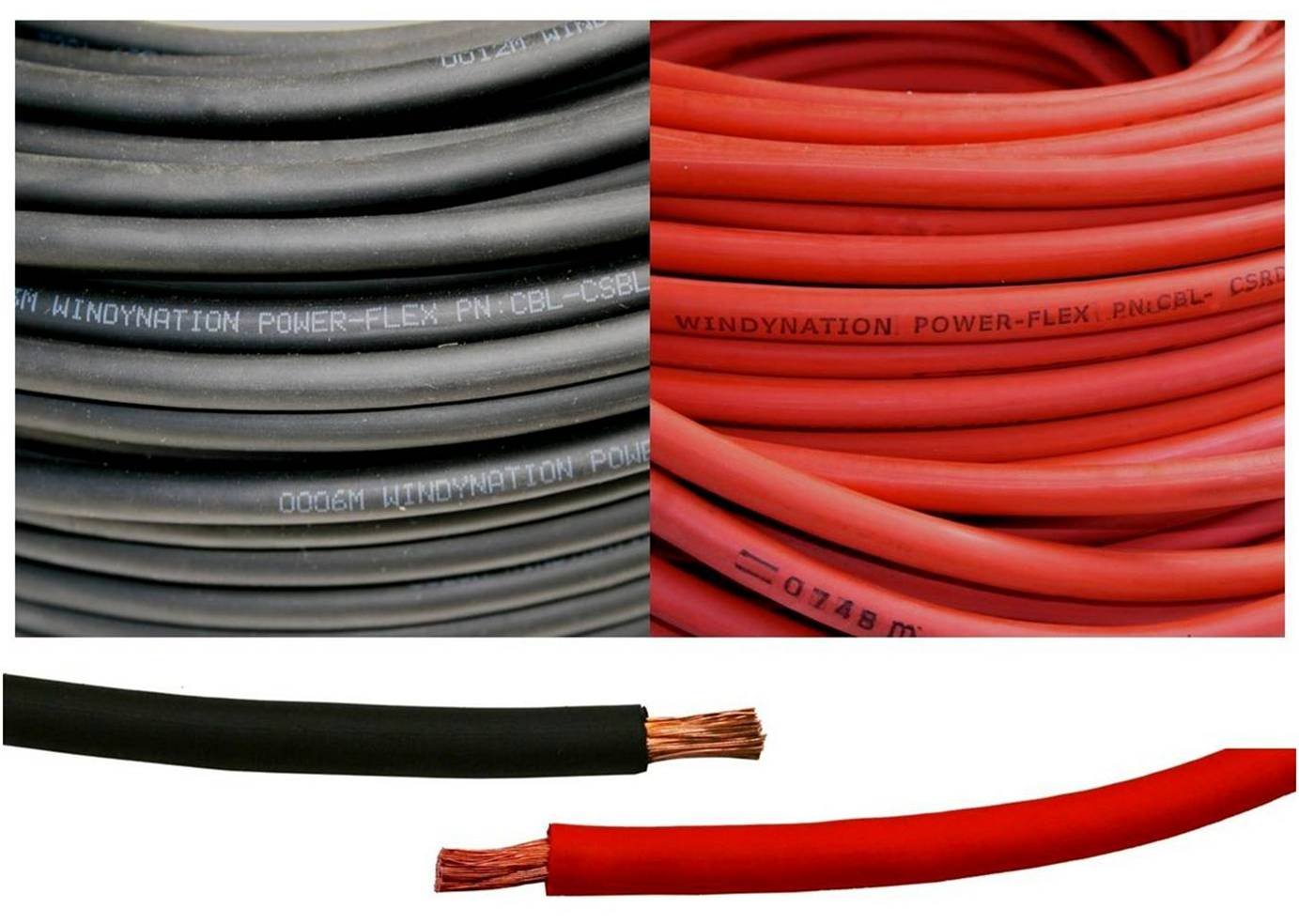 4 Gauge 4 AWG 50ft Black + 50ft Red Pure Copper Welding Battery Cable Wire - Heavy Duty Flexible Power Cord for Car Audio, Inverters, RV, Solar Panels & Marine Applications