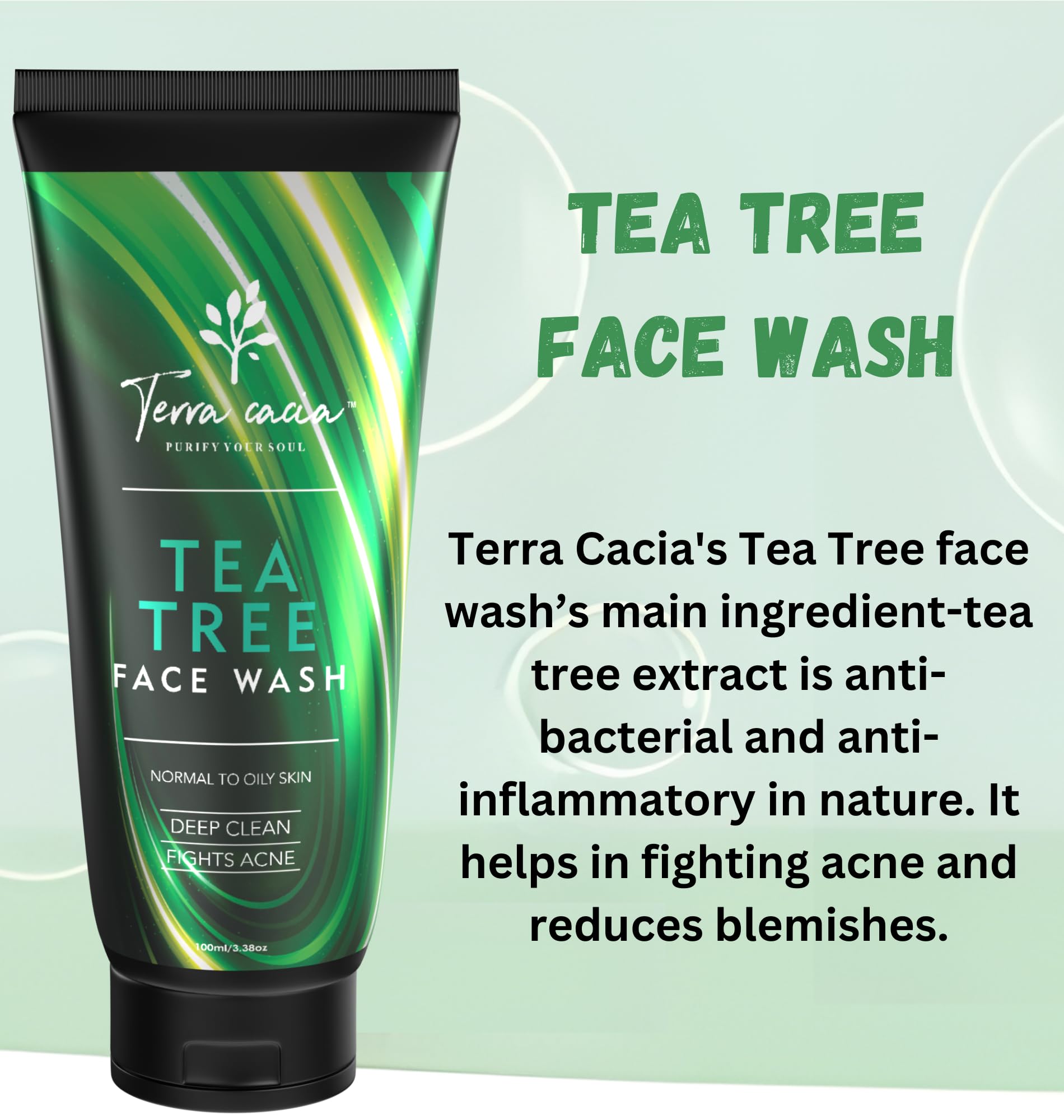 Terra Cacia Combo: Tea Tree Body Wash, Face Wash & Hair Oil for Men & Women | Natural Skincare & Hair Care