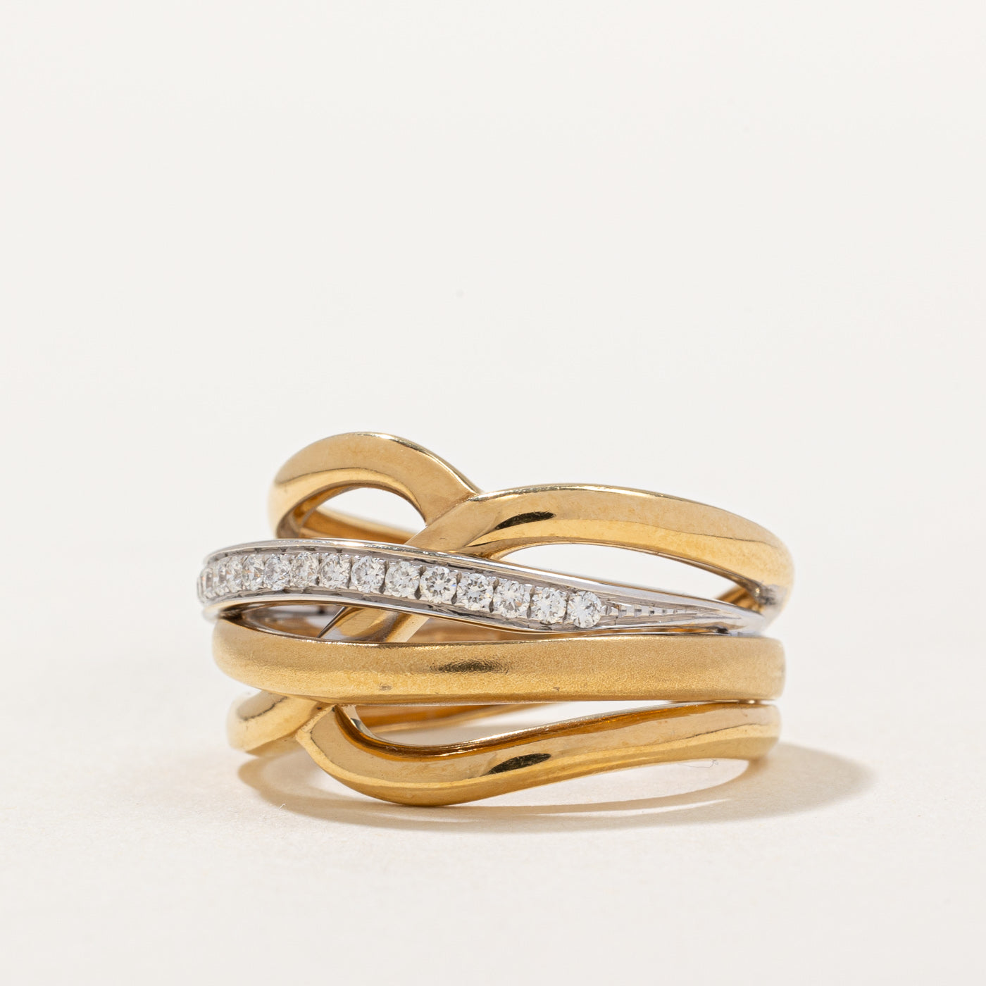 0.20ctw Overlapping Bands Diamond Ring - Size 7 | Elegant Stackable Wedding Band for Women | Perfect for Anniversaries, Engagements & Everyday Wear