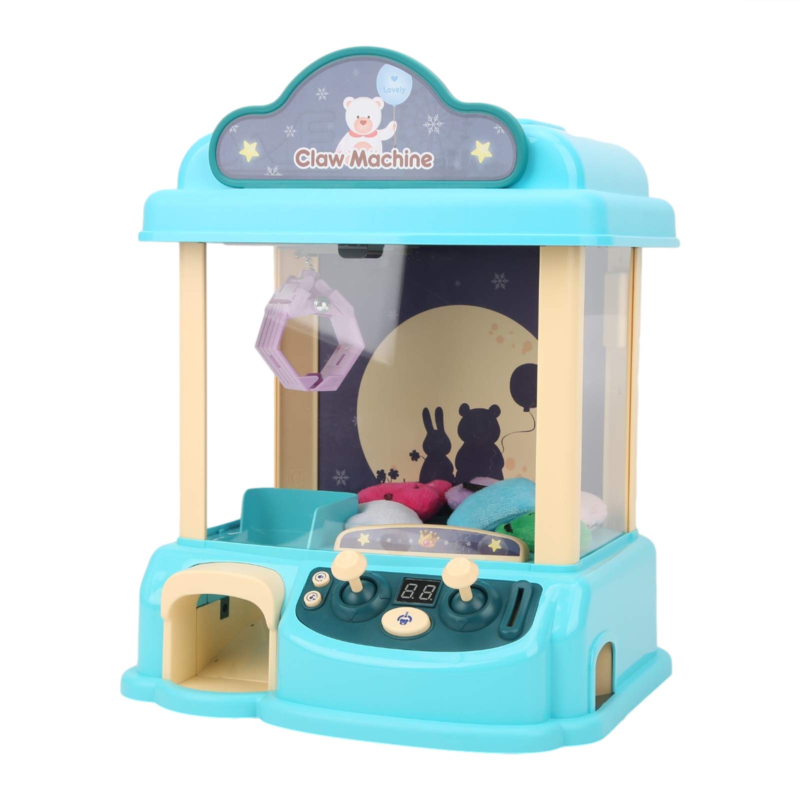 CUEI Claw Machine Toy with 6 Dolls, LED Lights & Cheerful Music - USB Operated Candy Prize Dispenser Arcade Game for Kids Birthday Parties, Carnival Prizes & Family Fun (Blue) - Perfect for Birthday Gifts, Arcade Entertainment & Candy Treats at Home