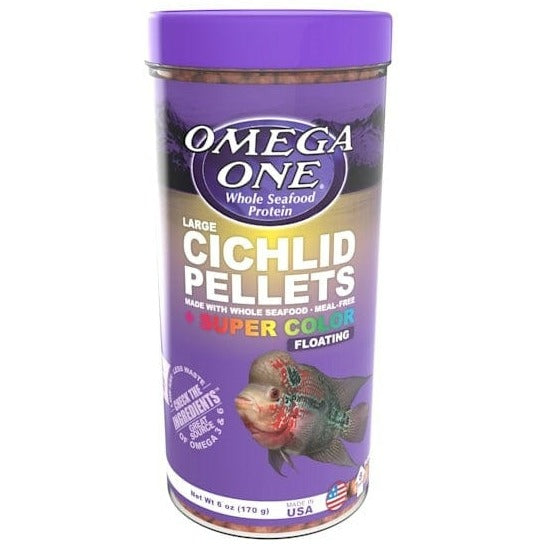 Omega One Cichlid Pellets - Large Floating Fish Food for African Cichlids | High Protein Nutrition for Aquarium & Pond Fish | Perfect for Daily Feeding & Growth Enhancement