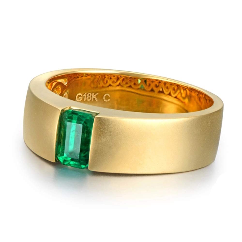 14K Yellow White Rose Gold Men's Natural Emerald Tanzanite Ring - Elegant Wedding Band & Engagement Ring for Him - Perfect for Proposals, Anniversaries, and Special Occasions