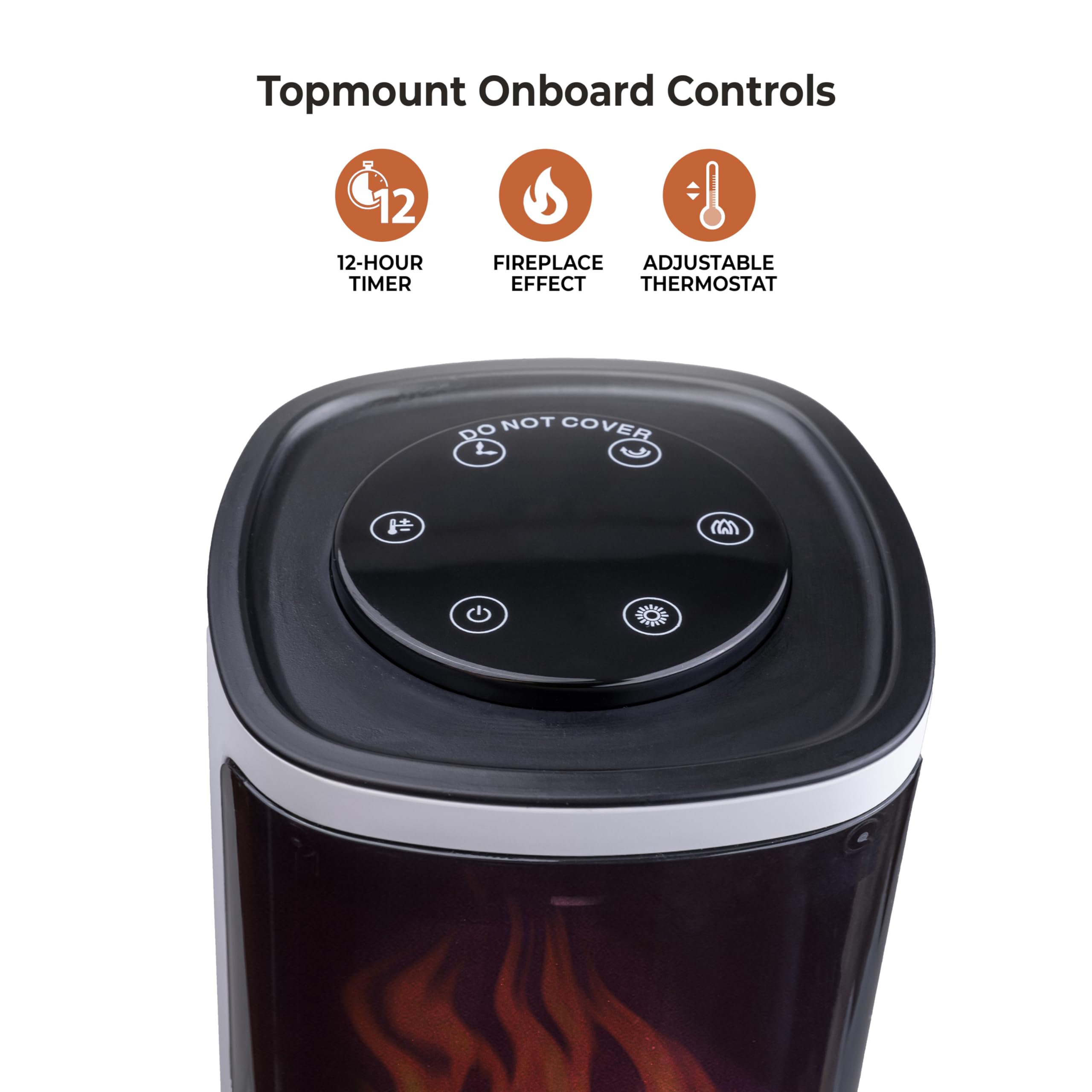 Comfort Zone 3D Flame Electric Space Heater - 25 Inch Indoor Portable Heater with Remote Control, 8H Timer, 75° Oscillation & Adjustable Thermostat | Overheat Protection | Perfect for Bedroom, Office & Living Room Heating