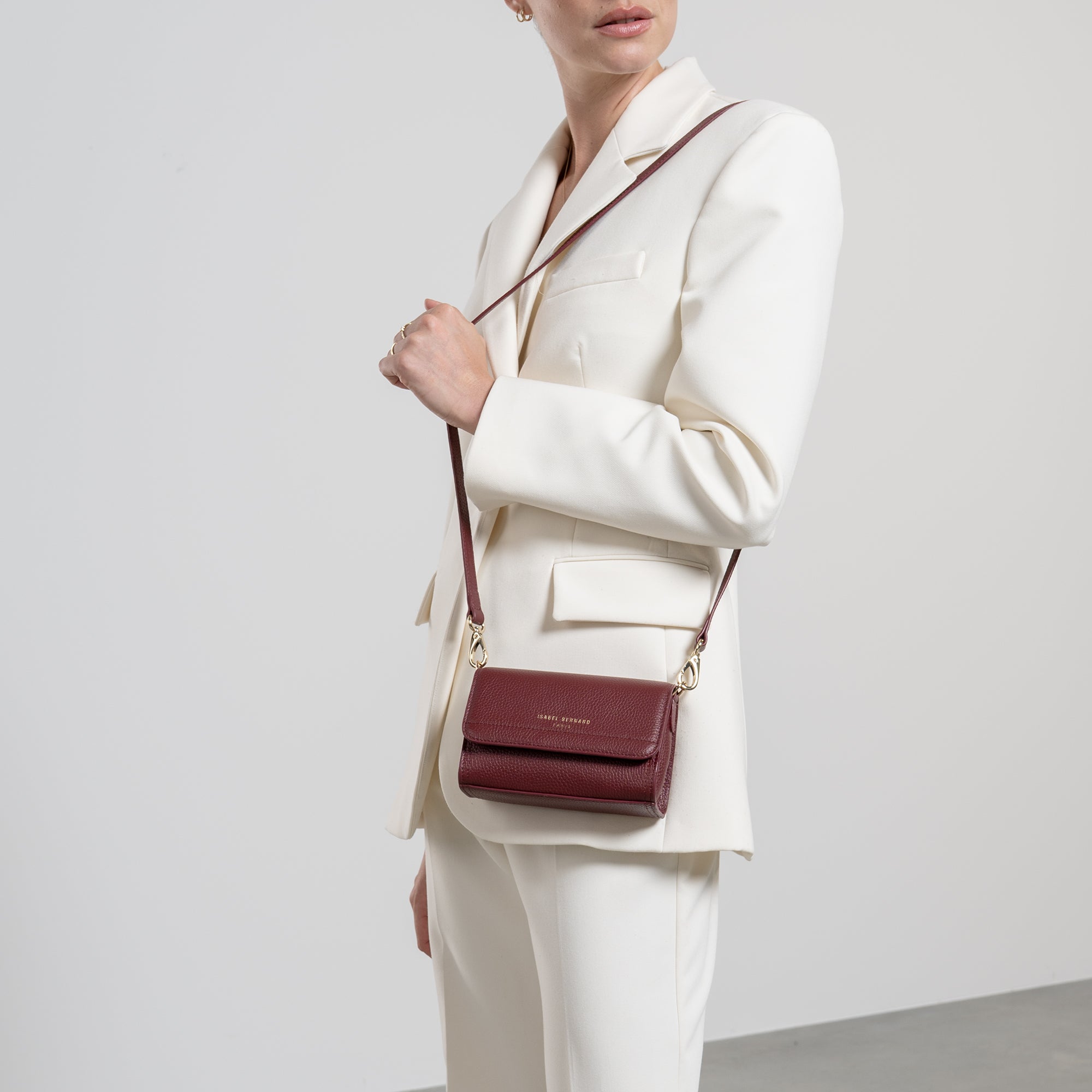 Femme Forte Kim Bordeaux Red Calfskin Leather Crossbody Bag for Women - Stylish & Durable Handbag for Work, Travel, and Everyday Use