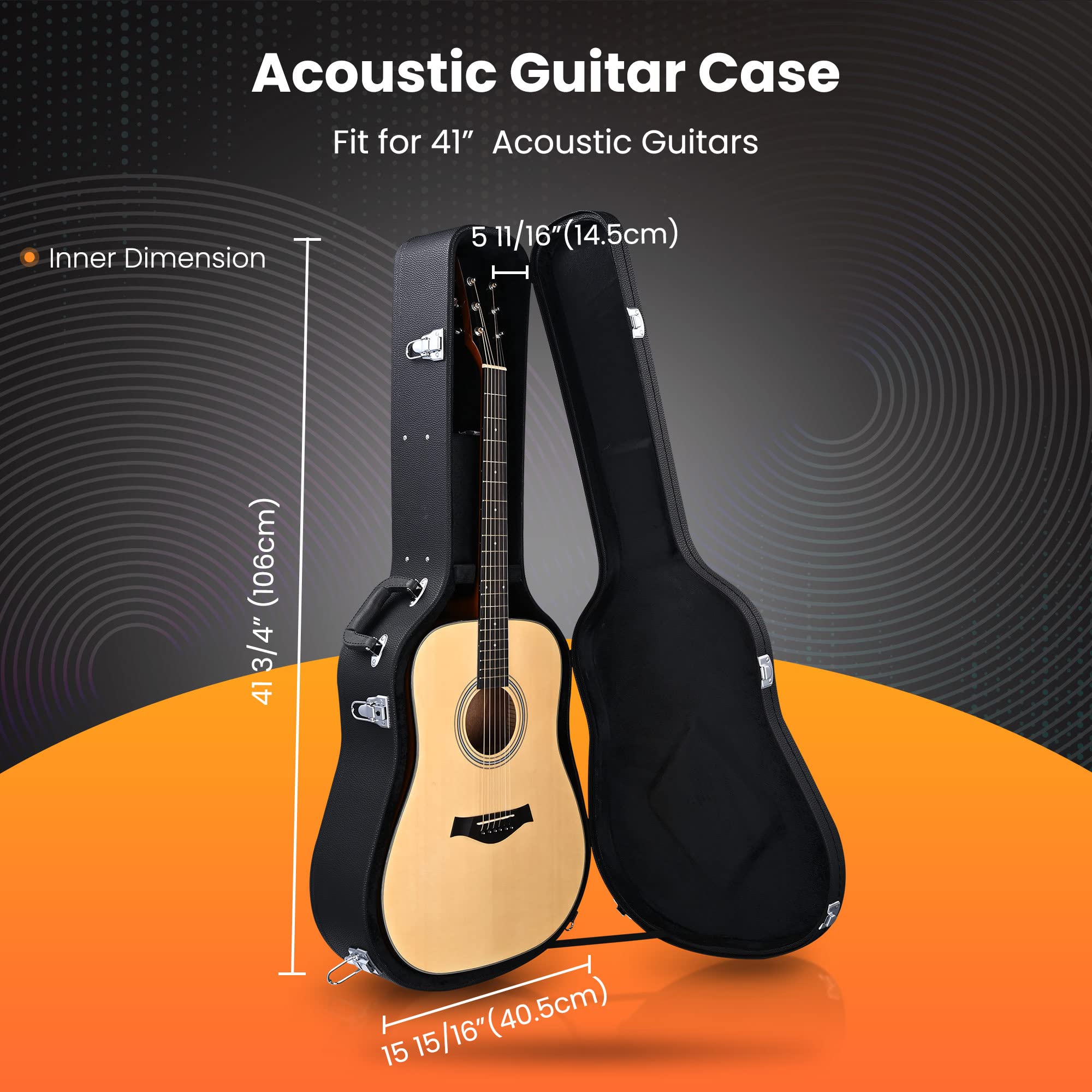 Premium AW Hard Dreadnought Acoustic Guitar Case - 41 Inch Wooden Hardshell with Lock & Accessory Compartment | Airline Approved Travel Protection | Perfect for Musicians, Performers & Frequent Flyers | Black