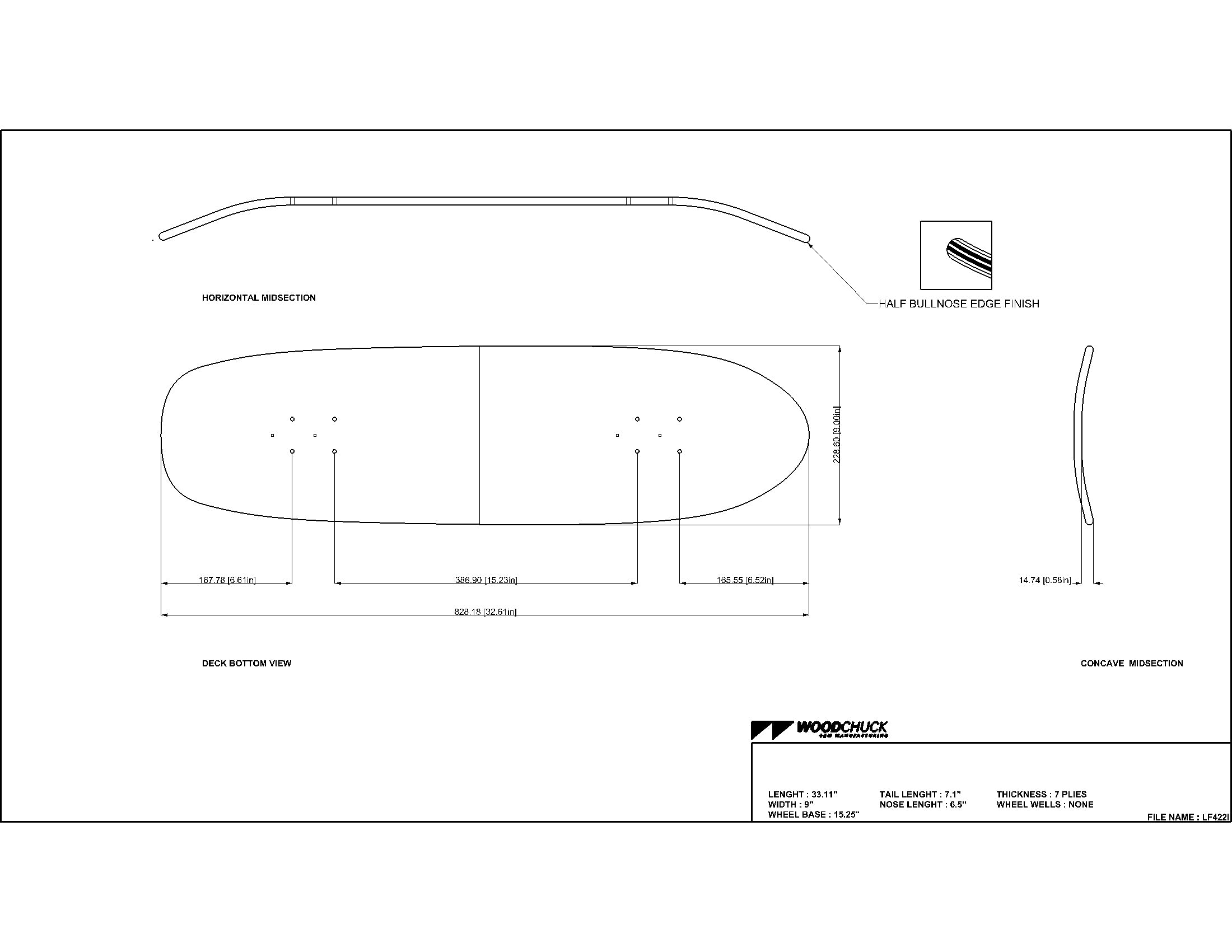 Hardrock Pool Shape Blank Skateboard Deck - STAINS 9 Shape LF4221 for Street Skating & Pool Riding