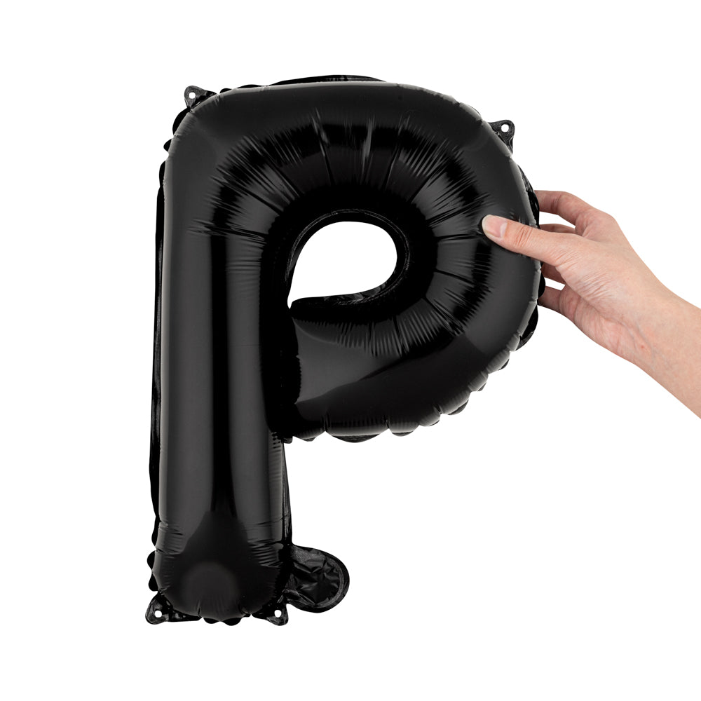 Balloonify Black Mylar Letter P Balloon - 16 Inch Large Foil Alphabet Balloon for Birthday Party Decorations, Baby Showers & Graduation Celebrations - 1 Count Box