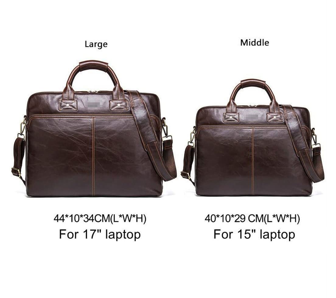 Premium Genuine Leather Laptop Briefcase for Men & Women - Business Computer Bag with Shoulder Strap - Perfect for Office, Work, Travel & Professional Meetings