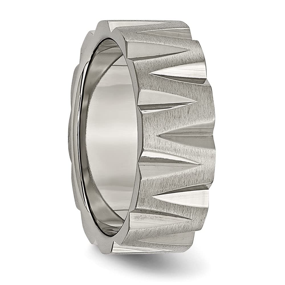 8mm Titanium Notched Satin & Bridal Engagement Wedding Band Ring for Women - Durable & Hypoallergenic Fine Jewelry Gift for Her - Perfect for Proposals, Anniversaries & Special Occasions