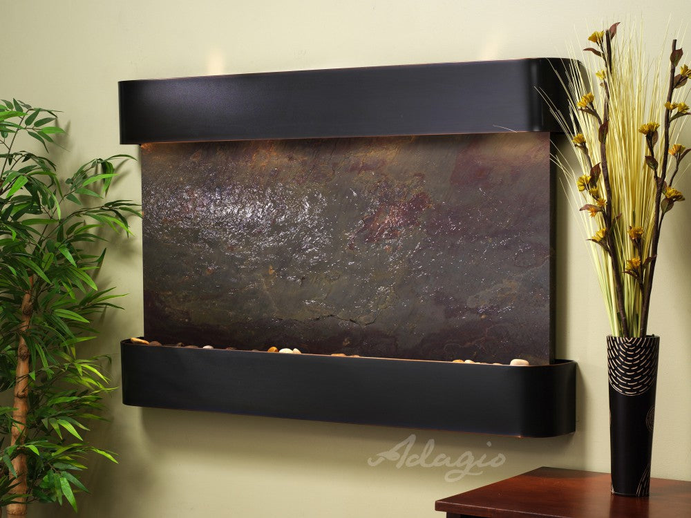 Adagio Sunrise Springs Round Blackened Copper Multi-Color Featherstone SSR1514 - Elegant Home Decor for Living Room, Bedroom & Office