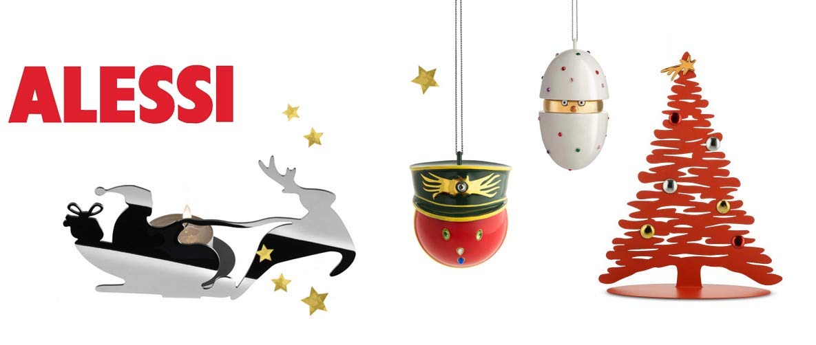 Alessi Bark Christmas Ornament - Festive Red Dog-Themed Holiday Tree Decoration for Xmas, Home & Office Decor
