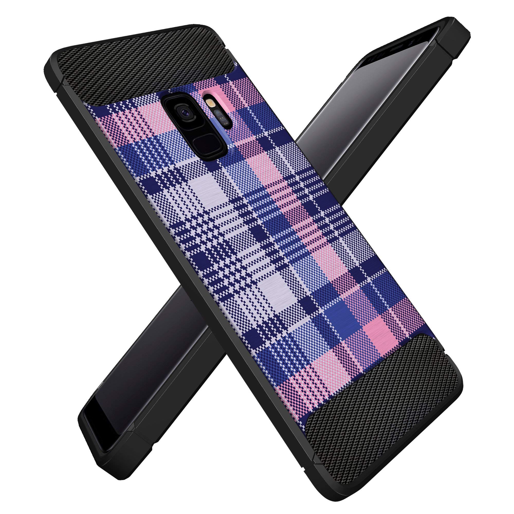 Samsung Galaxy S9 Case - Slim Shockproof TPU Protective Cover with Flexible Design | Pink Plaid Pattern | Perfect for Everyday Use, Work & Travel Protection