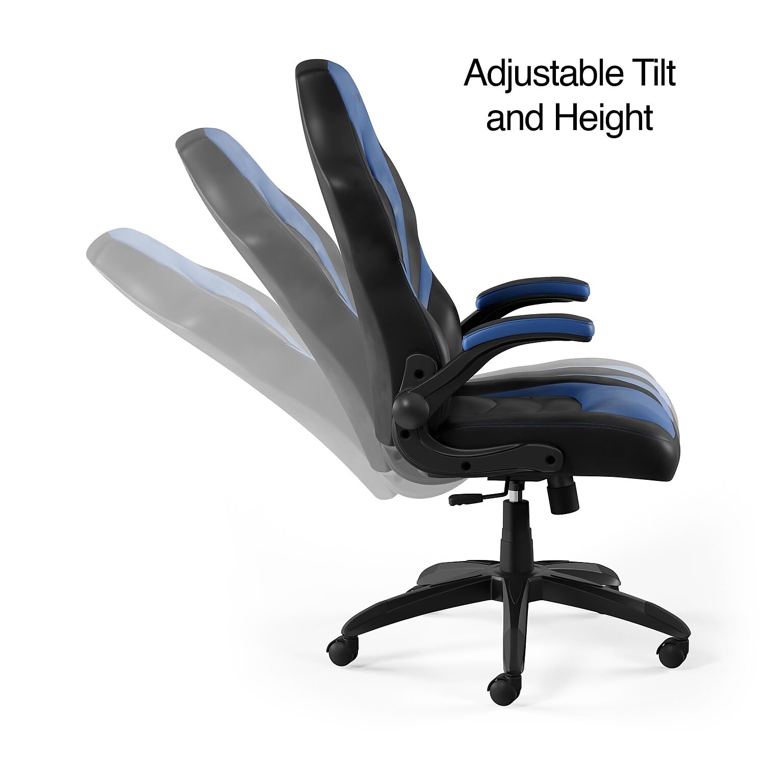Premium Bonded Leather Gaming Chair with Ergonomic Design - Black & Blue for Ultimate Comfort | Perfect for PC Gaming, Office Work & Home Entertainment