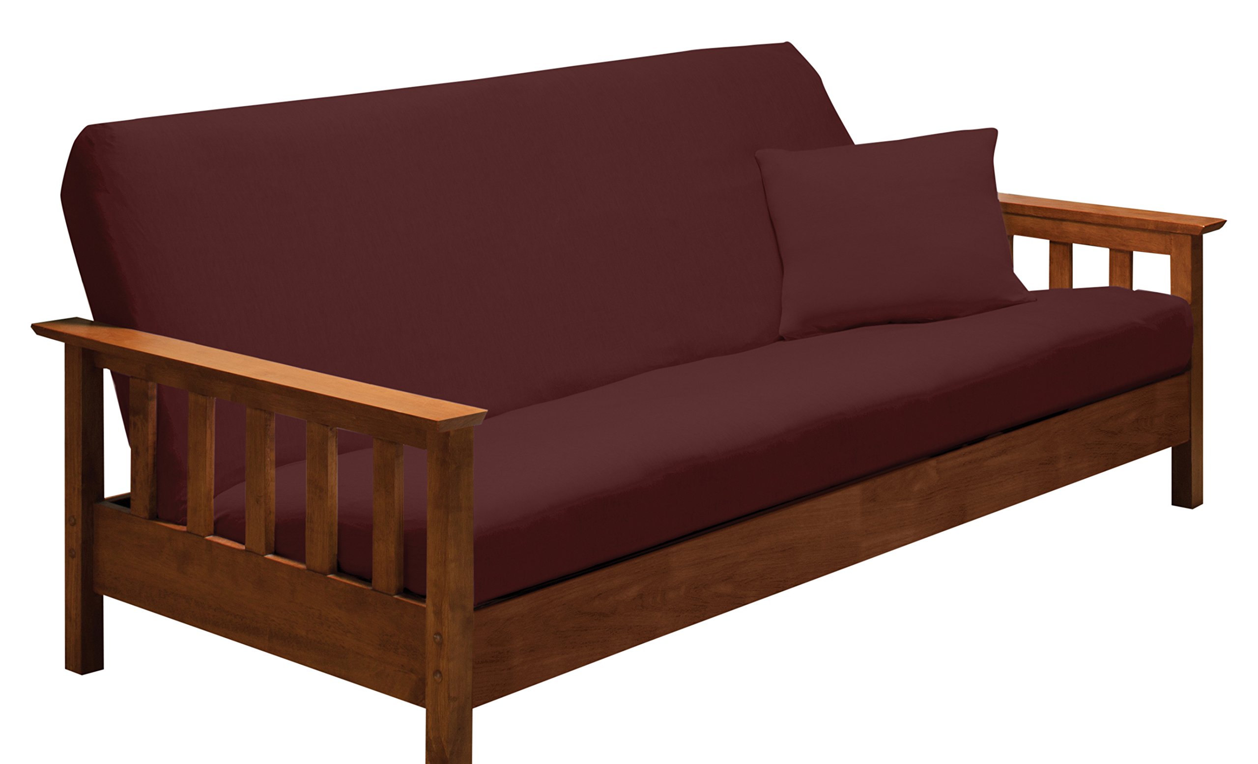 Madison Stretch Jersey Futon Slipcover - Soft & Durable Sofa Cover in Ruby Red - Perfect for Living Room, Dorm, or Guest Room Furniture Protection