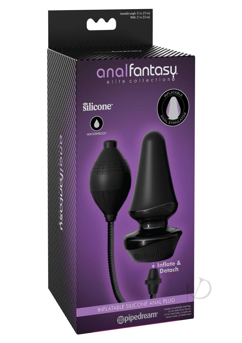 Premium Inflatable Silicone Anal Plug - 5 Inch Black - Anal Fantasy Elite for Enhanced Pleasure - Perfect for Solo Play & Couples Exploration